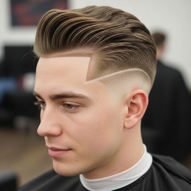 Brush Back with Taper Fade and Line Up