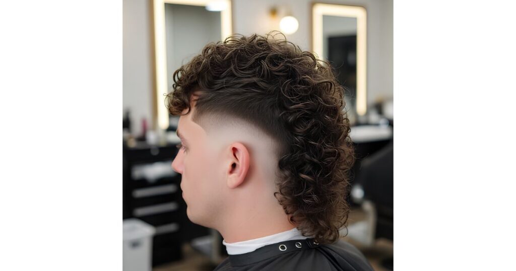 Burst Fade Curly Mullet