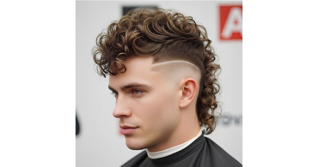 Curly Mohawk Mullet Fade