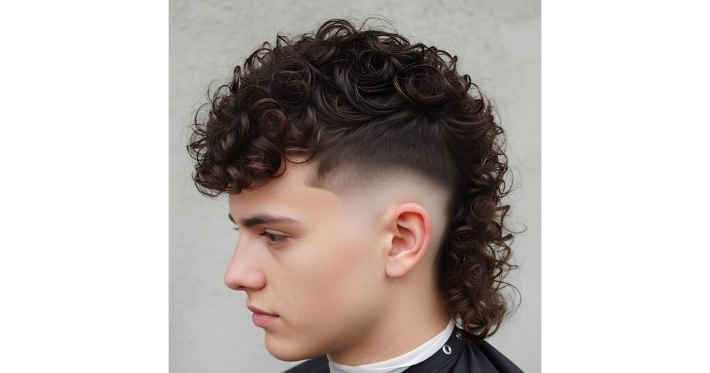Curly Mullet with Skin Fade