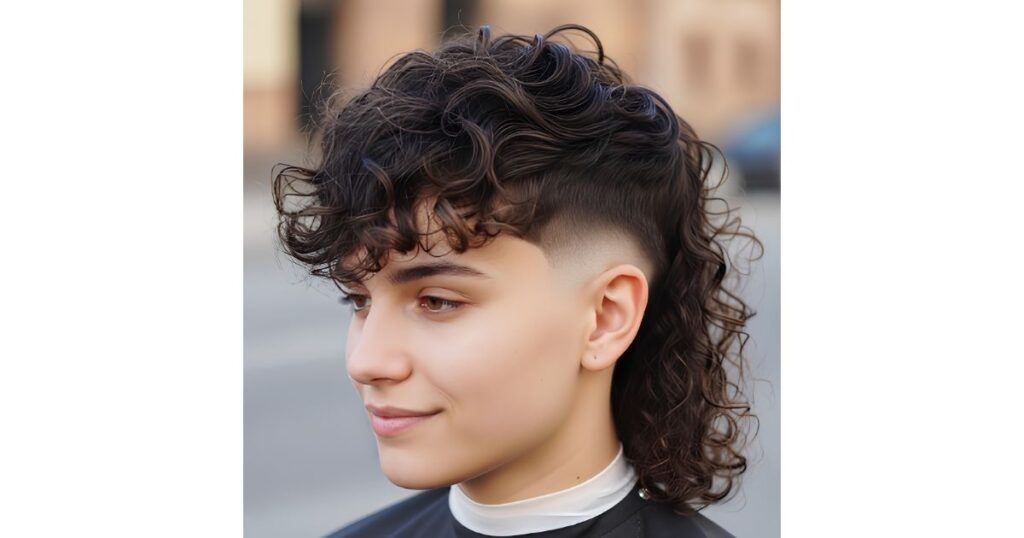 Curly Wolf Cut Mullet Fade