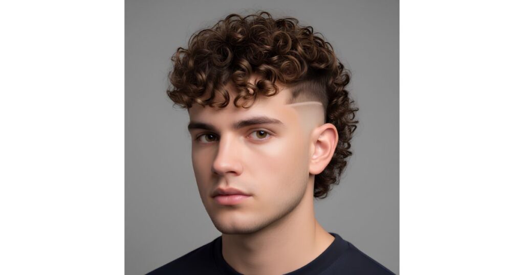 Disconnected Curly Mullet Fade