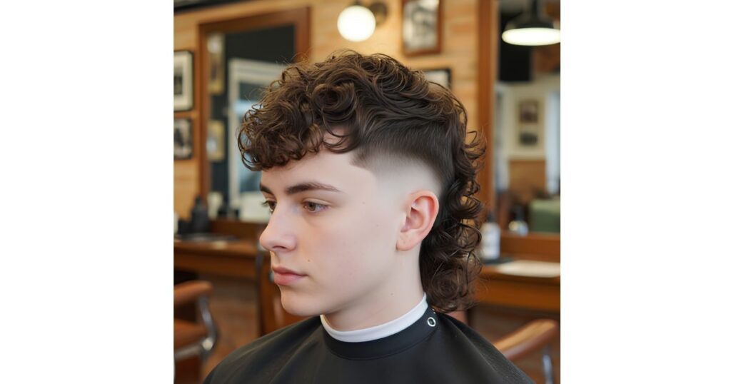 High Fade Curly Mullet