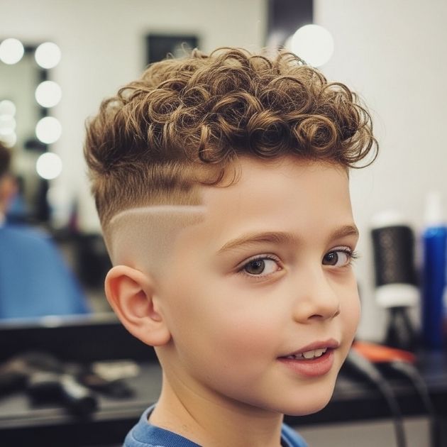 High Fade Style for Curls Haircut For Kids