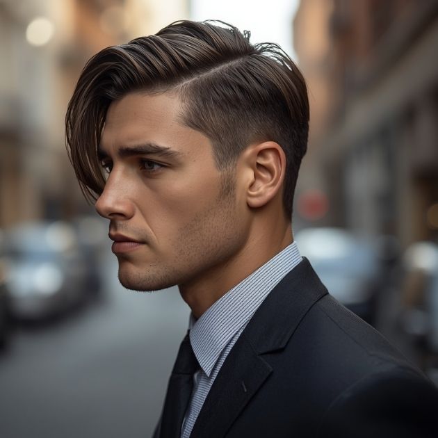 Layered Side Part Haircut Men