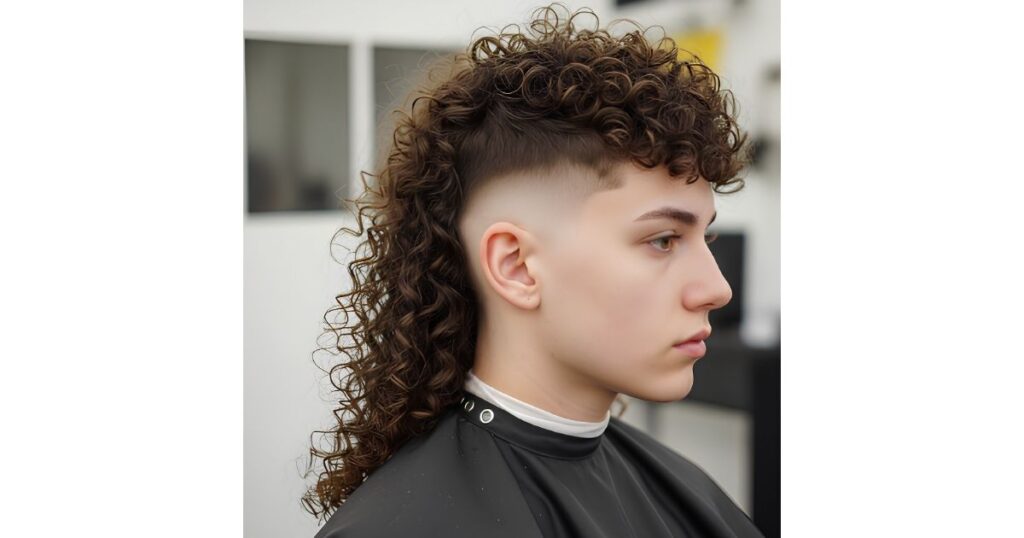 Long Curly Mullet Fade
