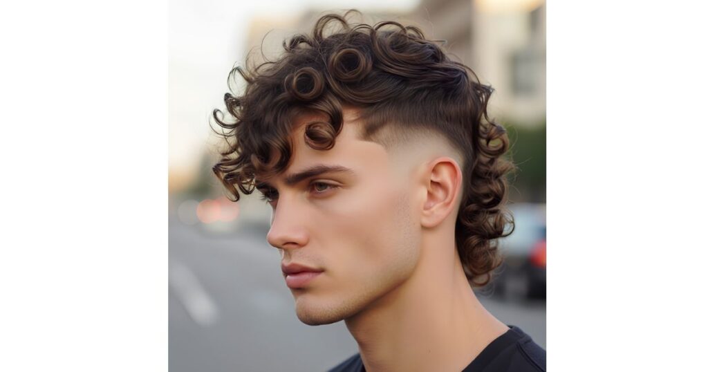 Taper Fade Curly Mullet