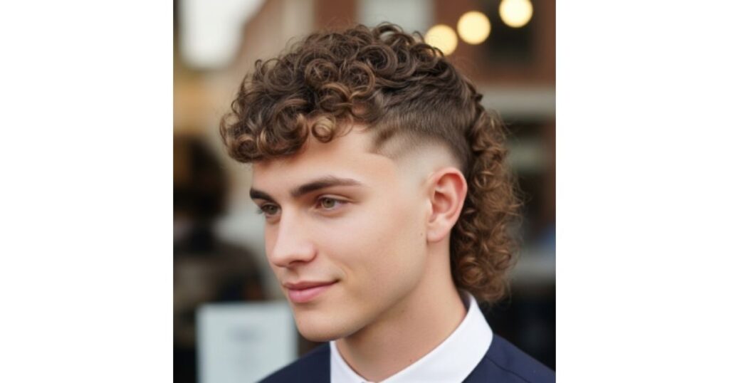Mid Fade Curly Mullet