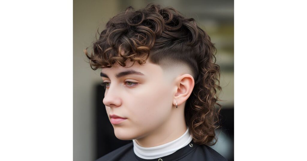 Shaggy Curly Mullet Fade