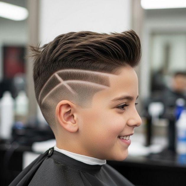 Shaved Line Contrast Haircut For Kids