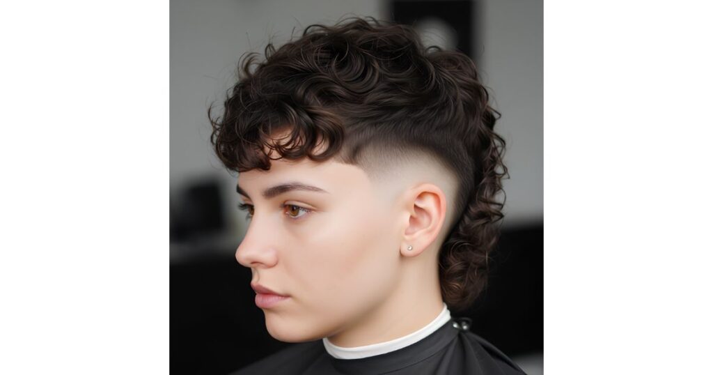Short Curly Mullet Fade