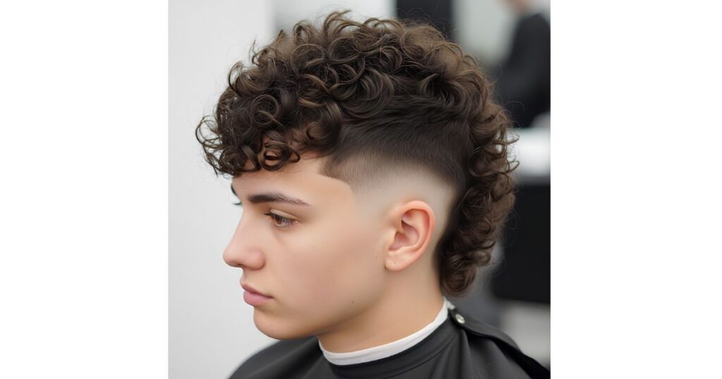 Textured Curly Mullet Fade
