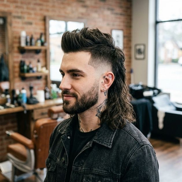 Burst Fade Faux Hawk Mullet