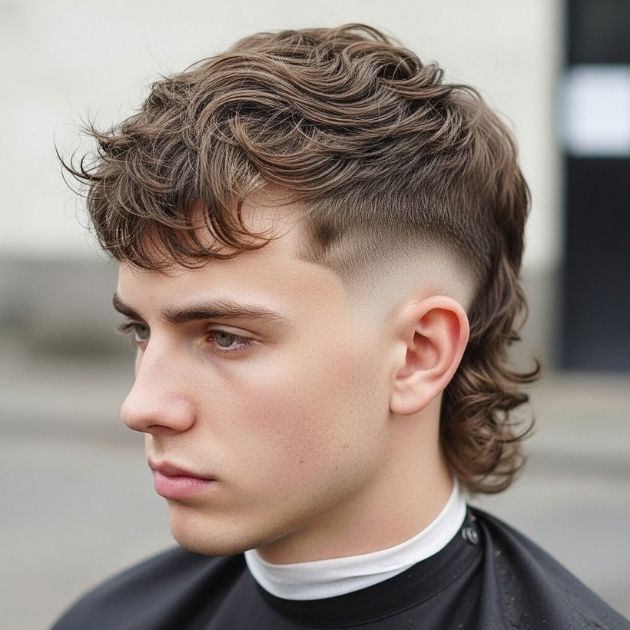 Burst Fade Wavy Mullet