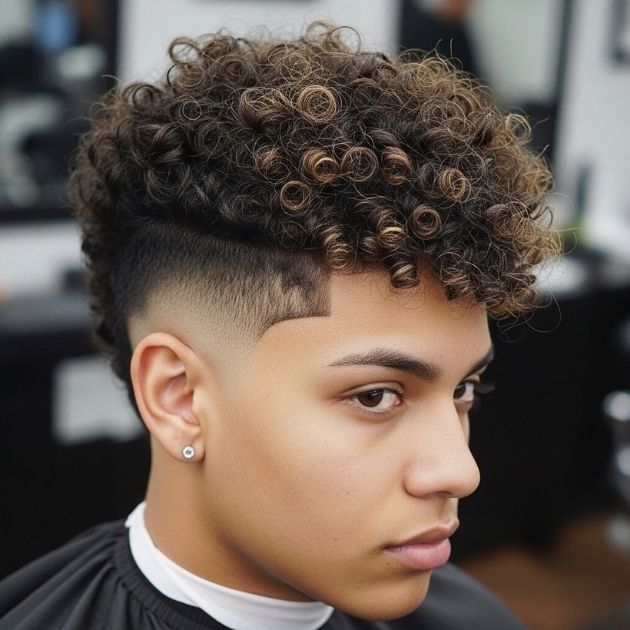 Curly Hair Mexican Taper Fade Look