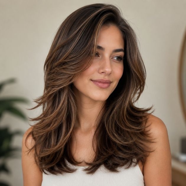 Feathered Layers with Side Part
