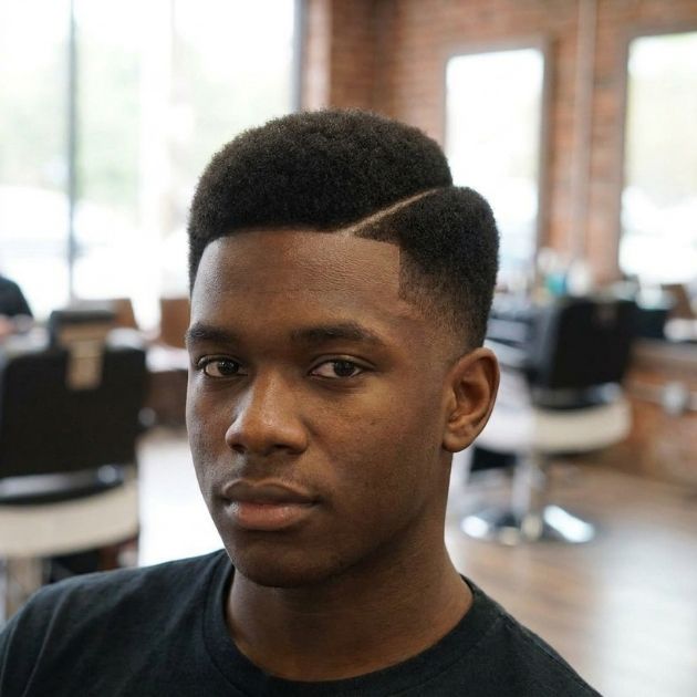 Low Fade Afro with Part