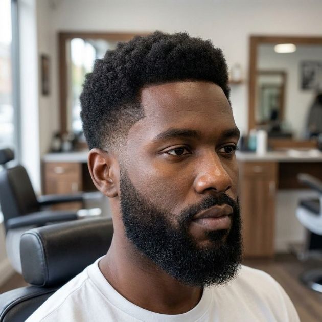 Low Taper Afro with Beard