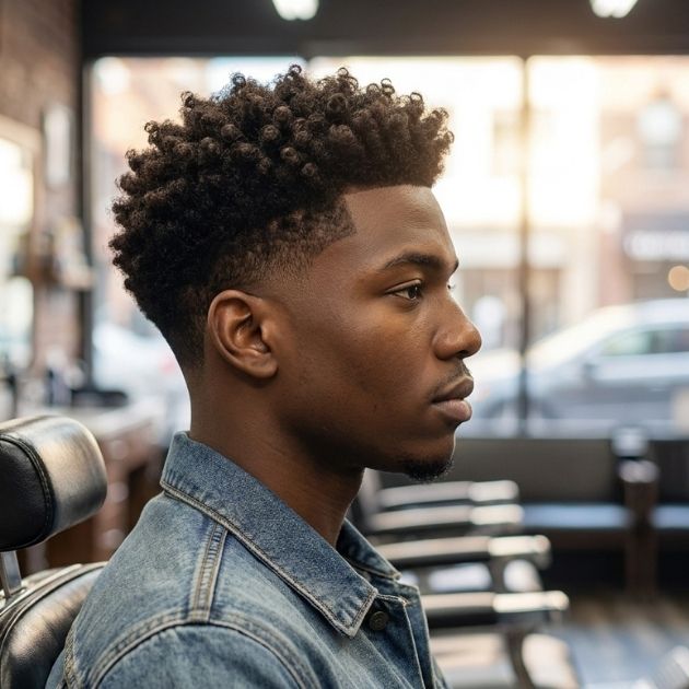 Low Taper Curly Fade Afro