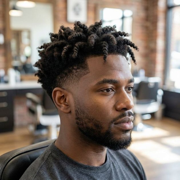 Low Taper Fade Afro with Twist