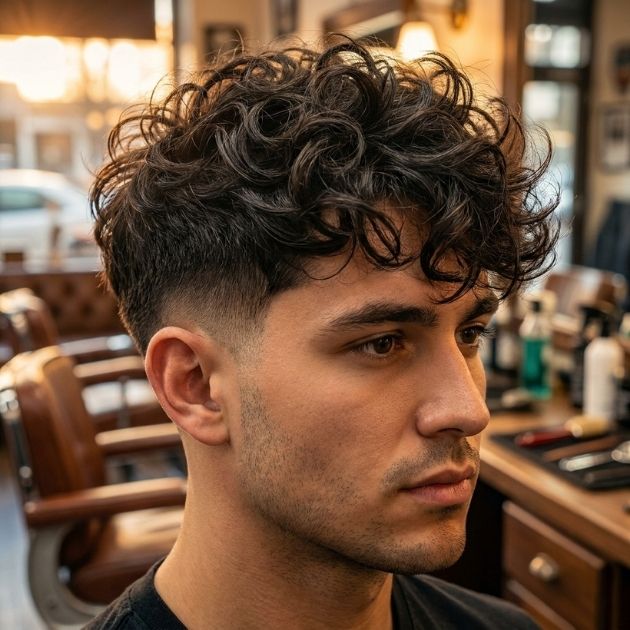 Low Taper Fade Curly Shag