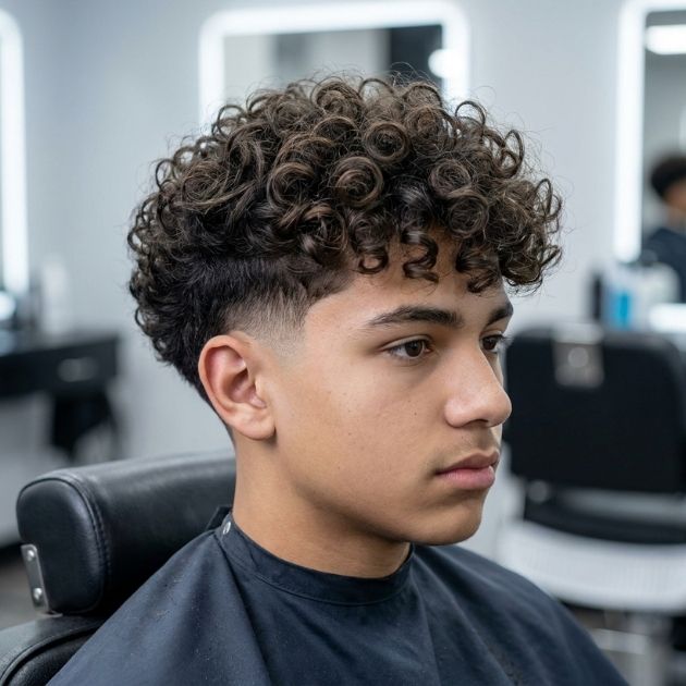 Low Taper Fade Curly Teen