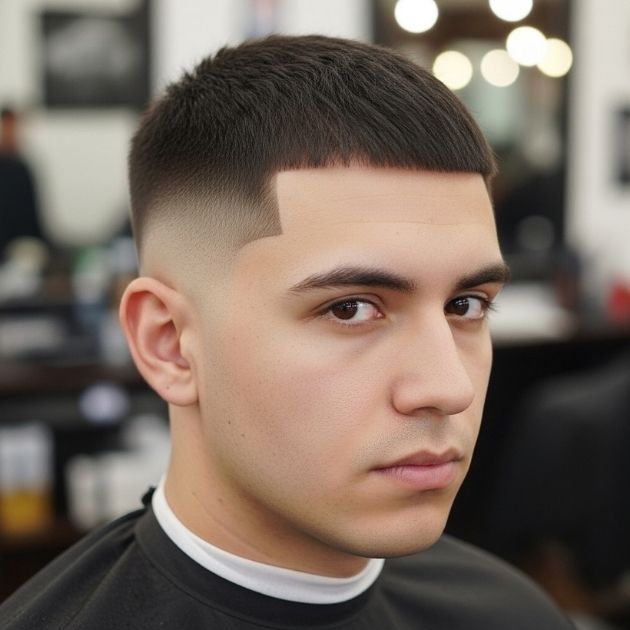 Low Taper Fade with Buzz Cut or Crew Cut