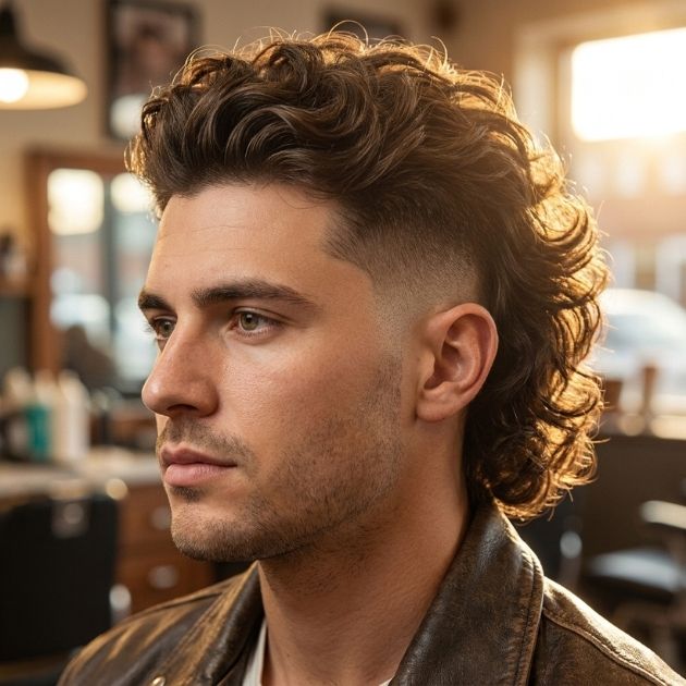 Low Taper With Curly Mullet