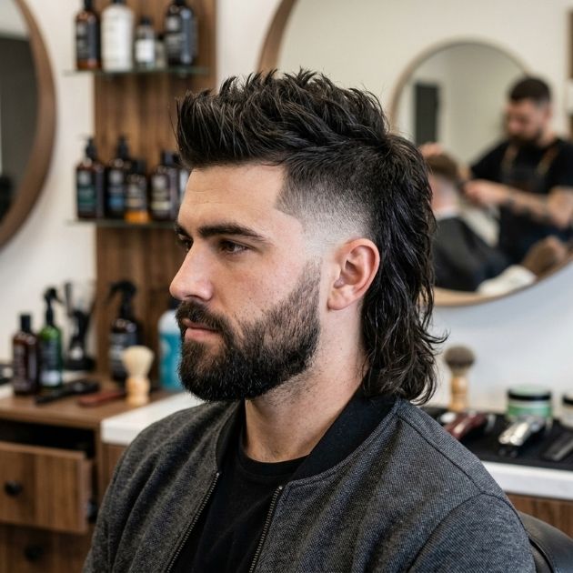 Mid Fade Faux Hawk Mullet