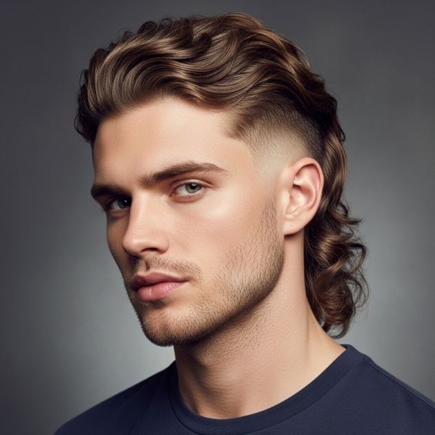 Mid Fade Wavy Mullet