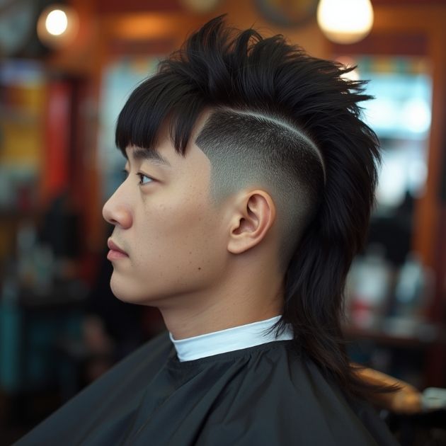 Skin Fade Mullet with Fringe