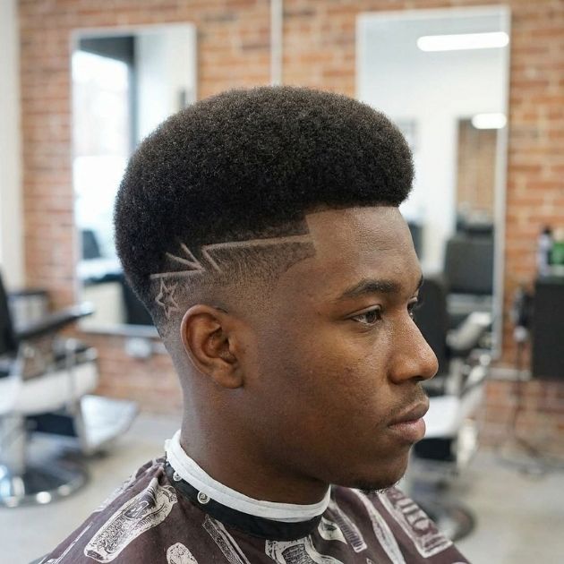 Taper Fade Afro with Design