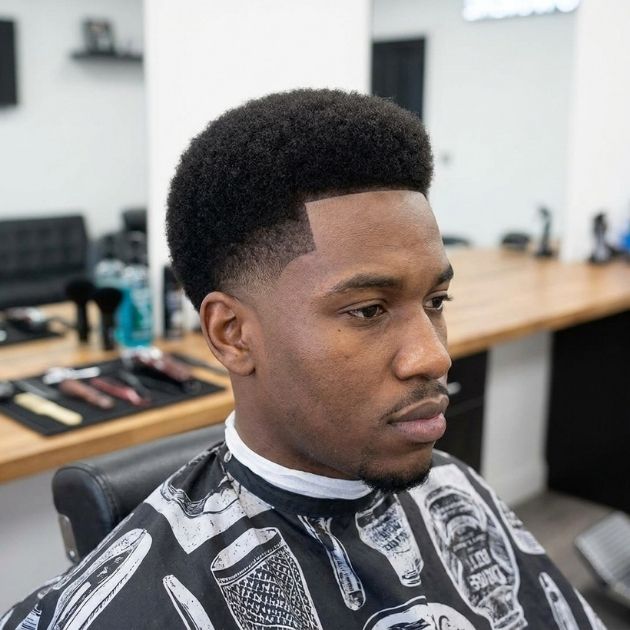 Taper Fade Afro with Line Up