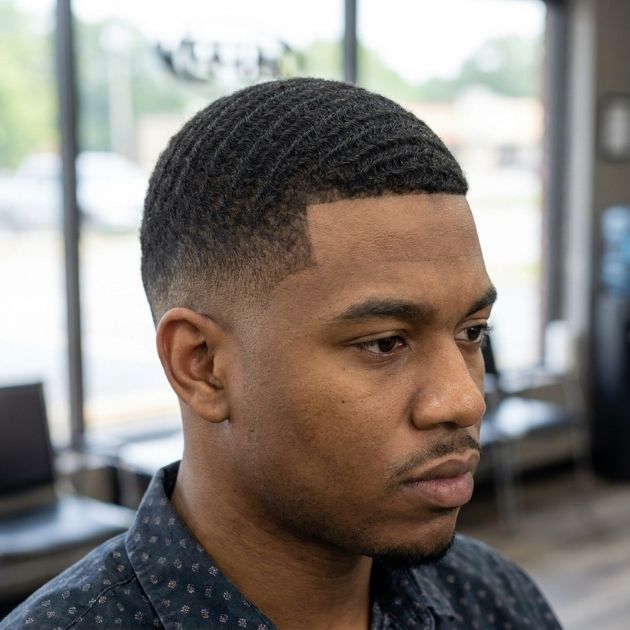 Taper Fade Afro with Waves
