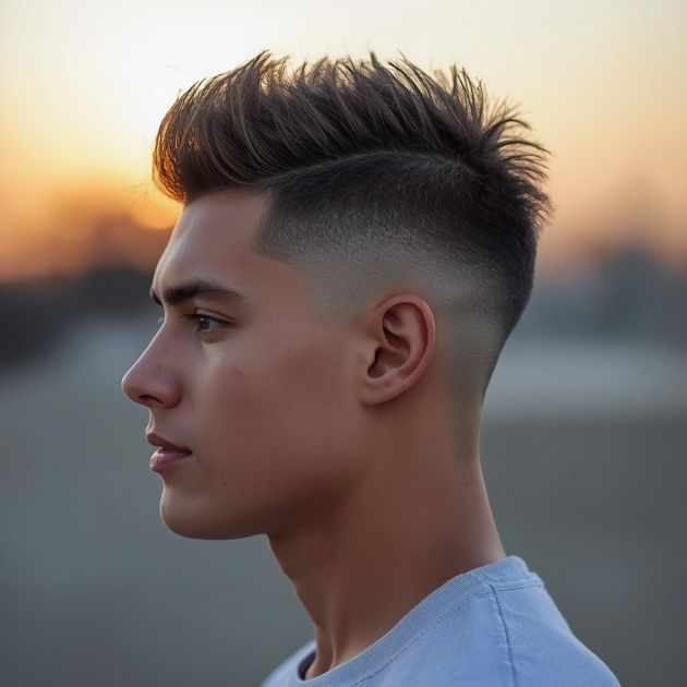 Taper Fade Spiky Hair Cut