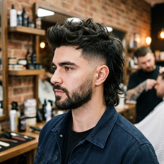 Textured Faux Hawk Mullet Fade