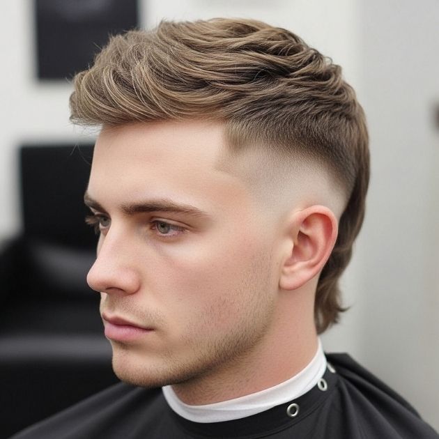 Trendy Short Mullet with Low Taper Fade