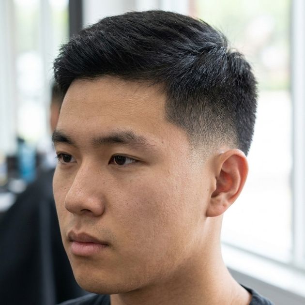 Asian Straight Hair with Low Taper Fade