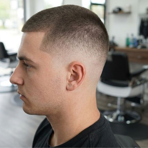 Butch Cut with Burst Fade
