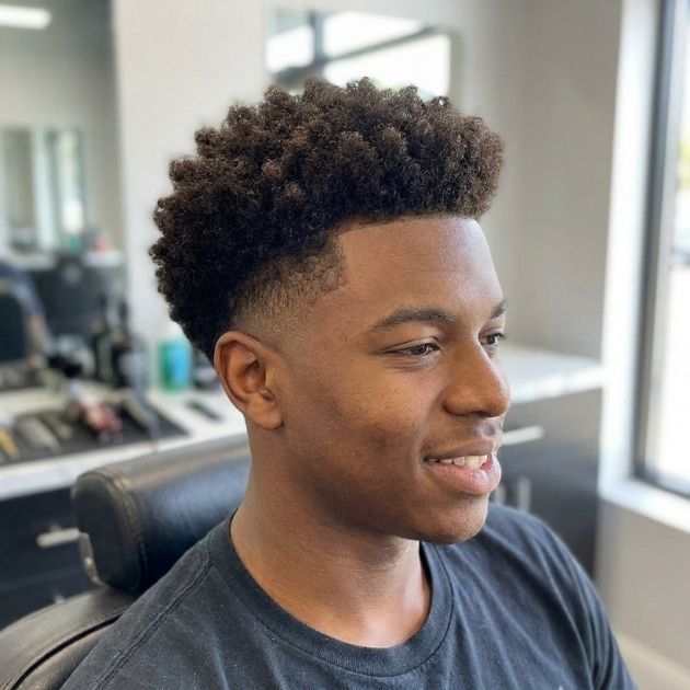 Curly Burst Fade for Black Men