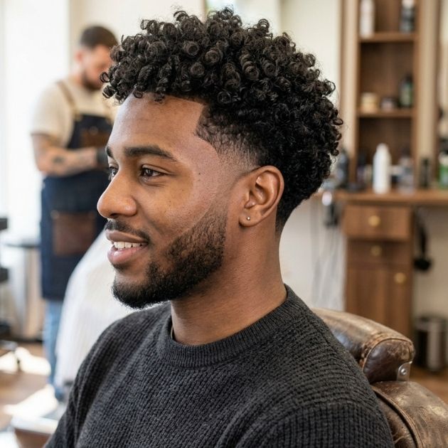 Curly Low Burst Fade