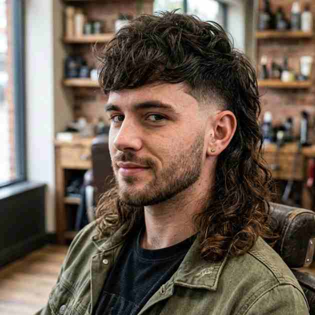 Long Burst Fade Mullet