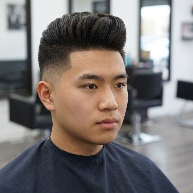 Low Taper Fade Asian Pompadour