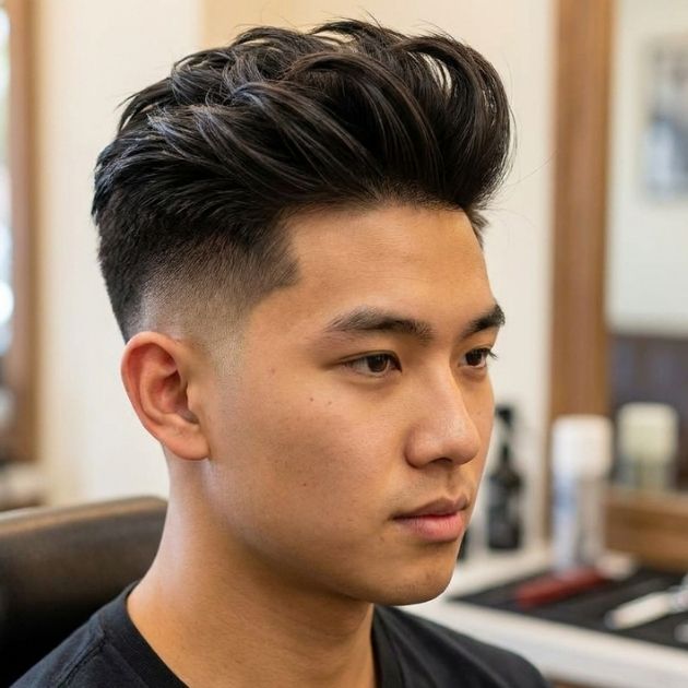 Low Taper Fade Asian Quiff