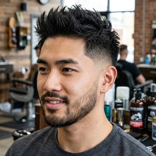 Low Taper Fade Asian Spiky Hair