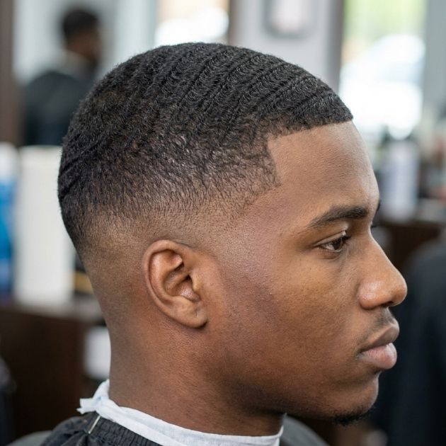 Low Taper Fade Black Haircut Waves