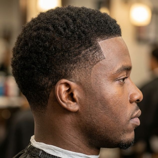 Low Taper Fade Black Haircut with Line Up