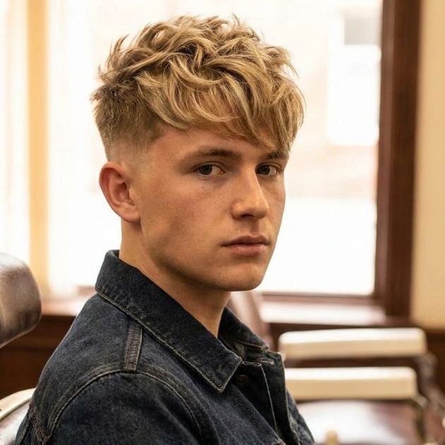 Low Taper Fade Blonde Hair mit Pony (with Fringe)