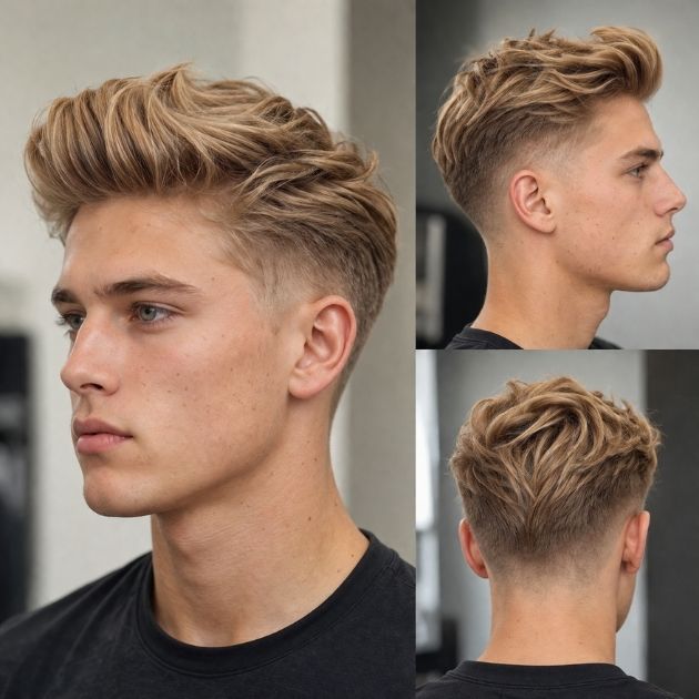 Low Taper Fade Blonde Hair with Quiff