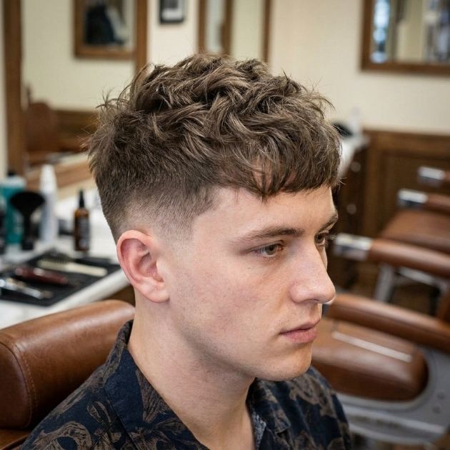 Low Taper Fade Messy French Crop